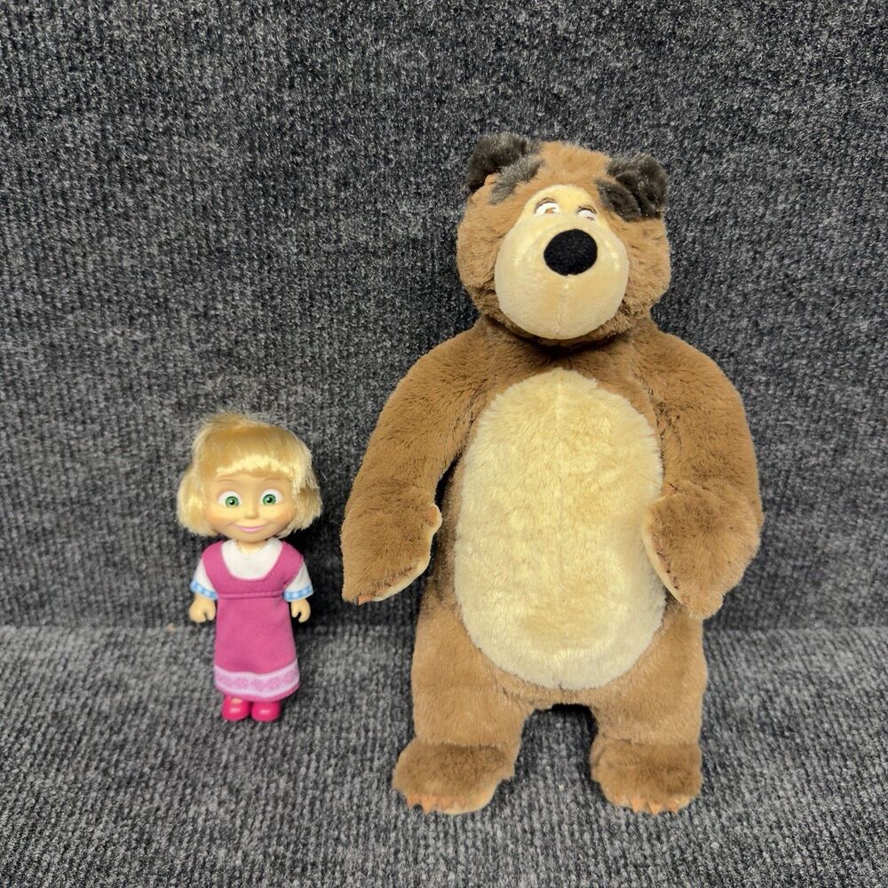 RARE Masha And The Bear Plush Toy Set Doll Stuffed Animal Simba Toys Bundle Lot
